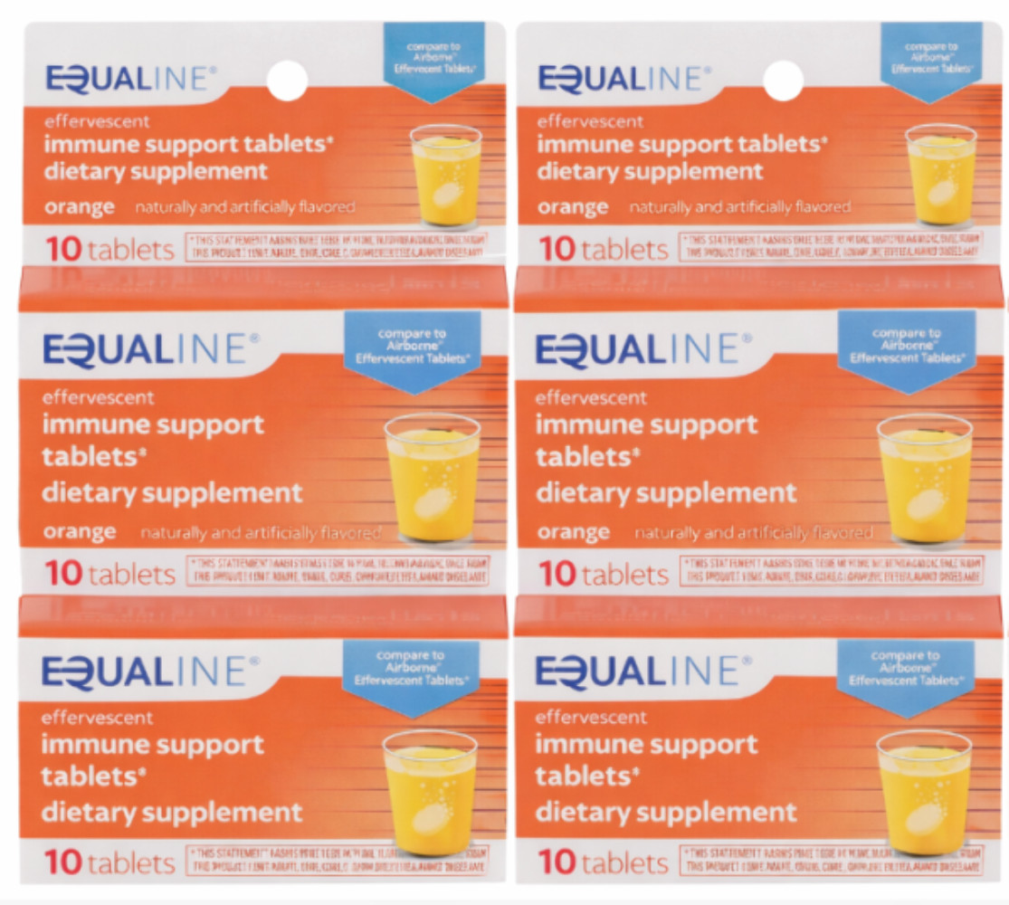 Equaline Branded Airborne Effervescent Zesty Orange 10 Tabs, Total 60 Tablets