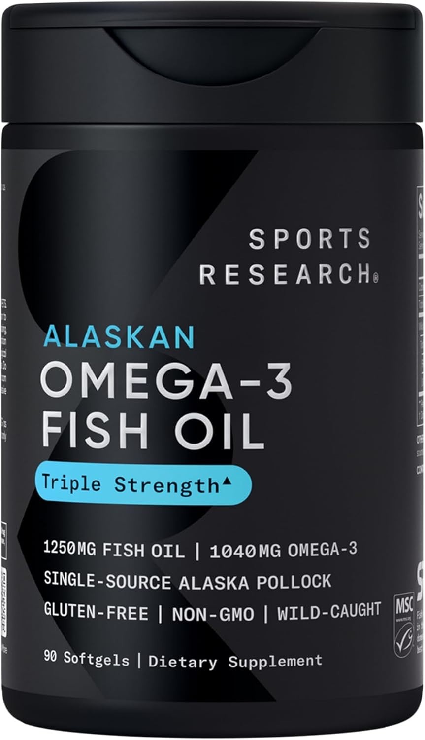 Omega 3 Fish Oil Triple Strength 1250mg EPA DHA Heart Brain Support 90Ct