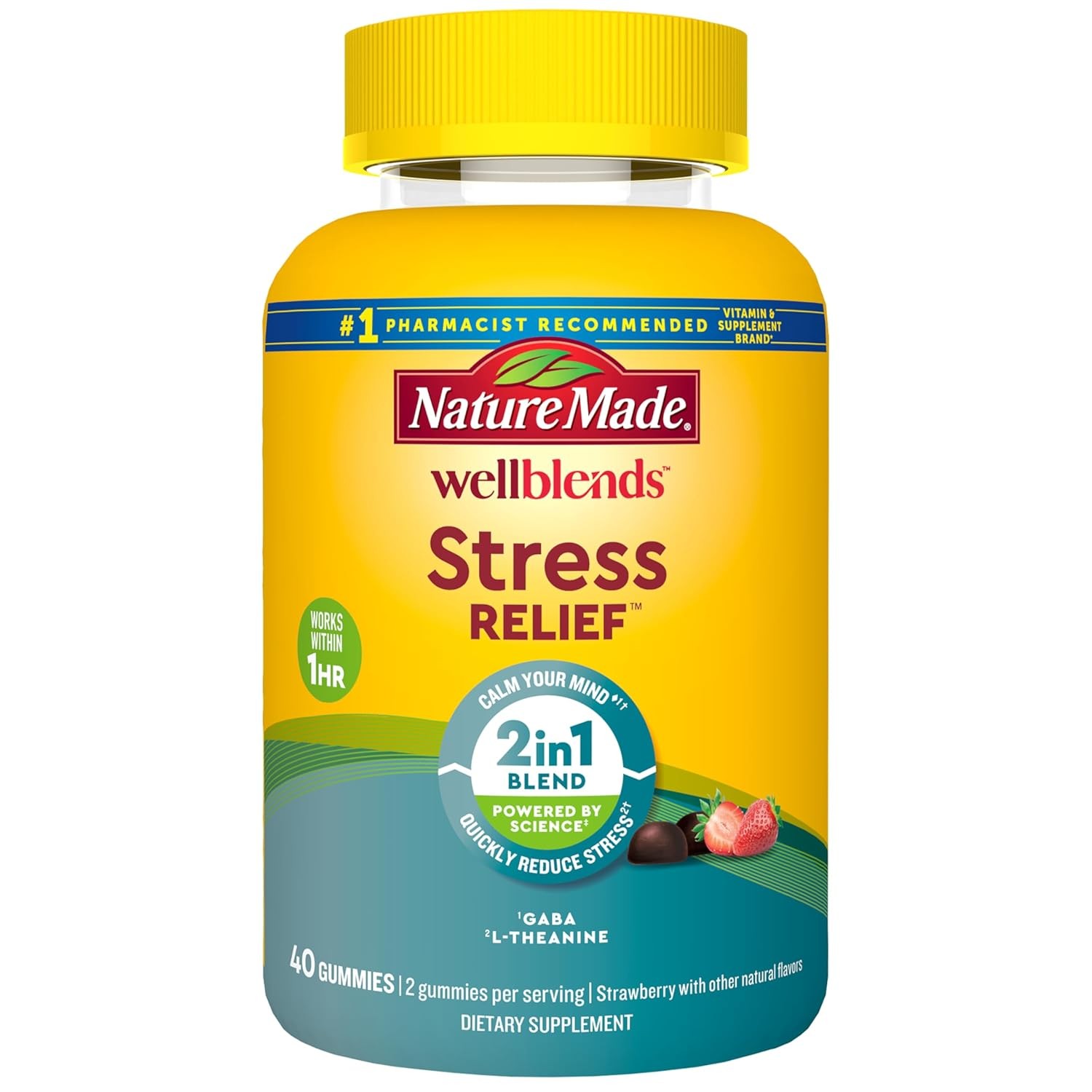 Nature Made Wellblends L Theanine Stress Relief Gummies 200mg Supplements