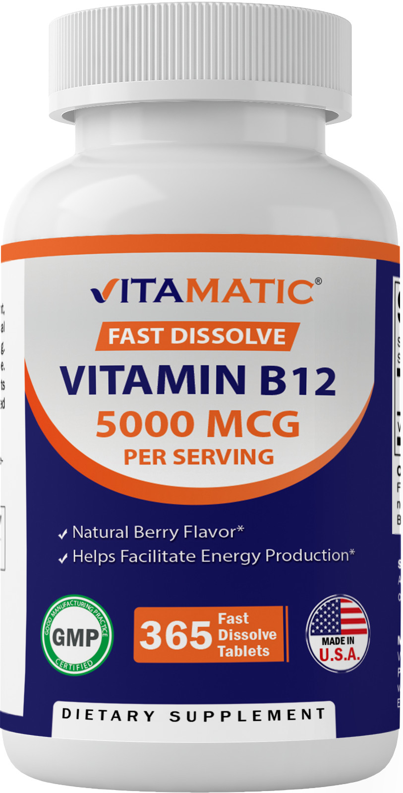 Vitamatic Vitamin B12 5000 mcg per Serving Fast Dissolve 365 Tablets