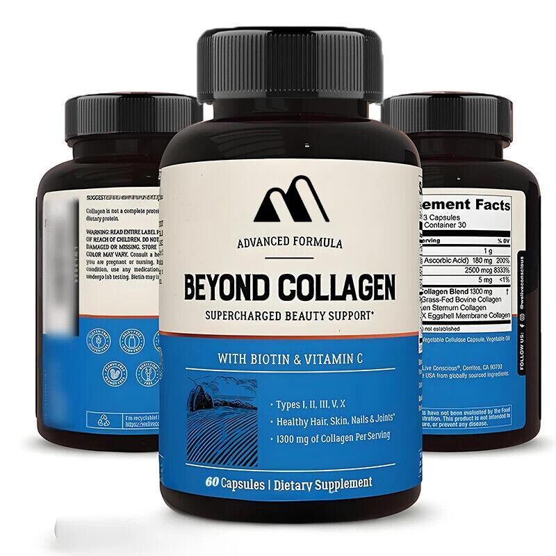 Type I, II, III, V, X Hydrolyzed Mixed Biotin and Vitamin C – Collagen Capsules