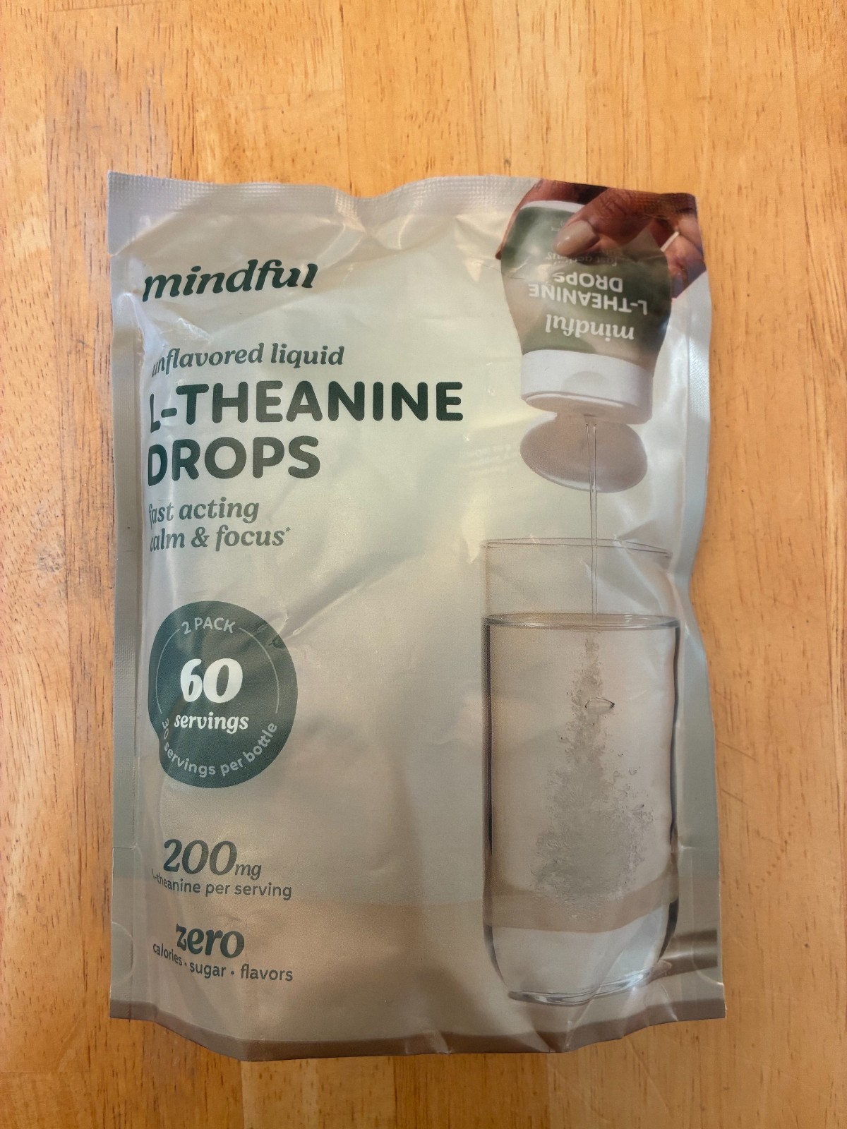 TWO PACK Mindful L-Theanine Drops – 200mg/Serving Liquid Format (60 servings)