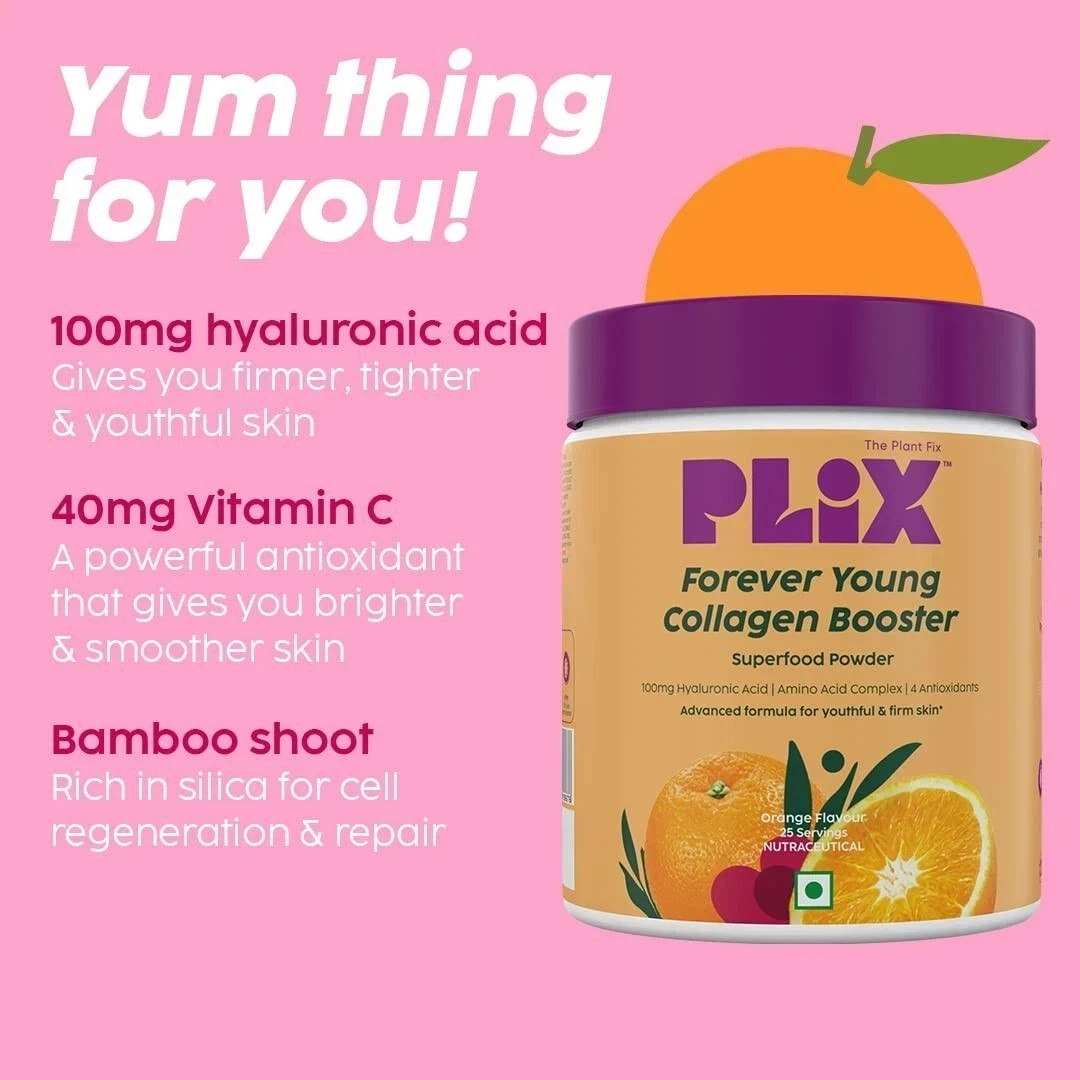 2 x Plix Collagen Supplement 200gm Powder For Skin Elasticity in Orange Flavor
