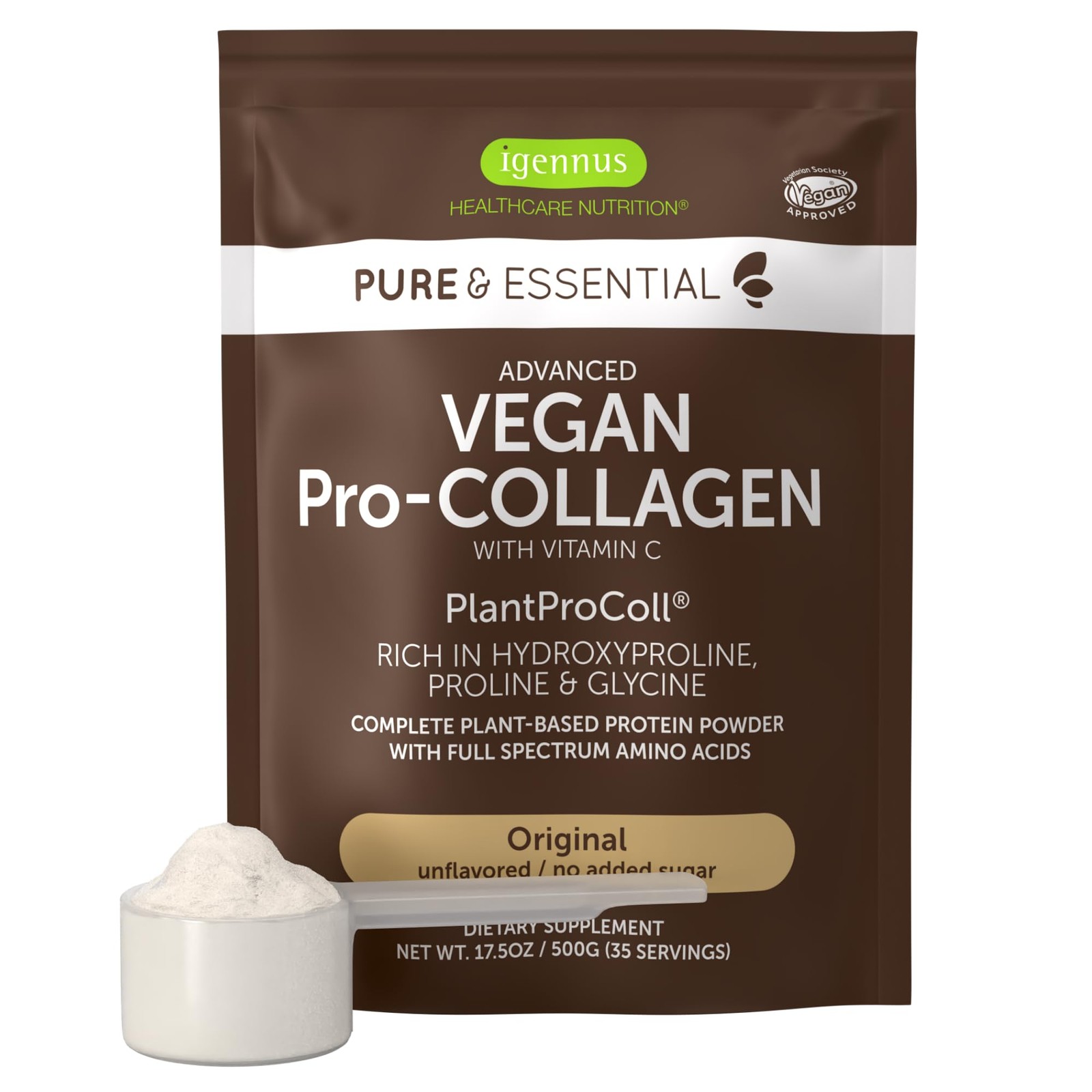 Igennus Vegan Collagen Peptide Powder Enhanced with Glycine Proline & Hydroxy…