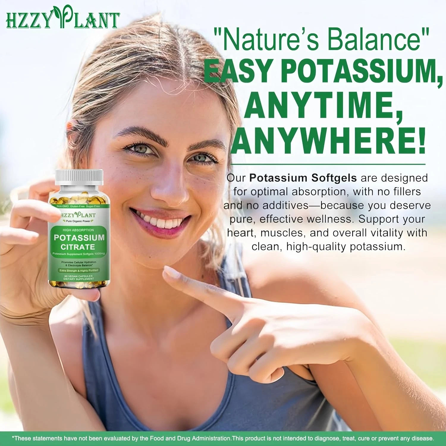 Potassium Supplement Softgels, High Absorption Potassium Citrate 1000Mg for Musc