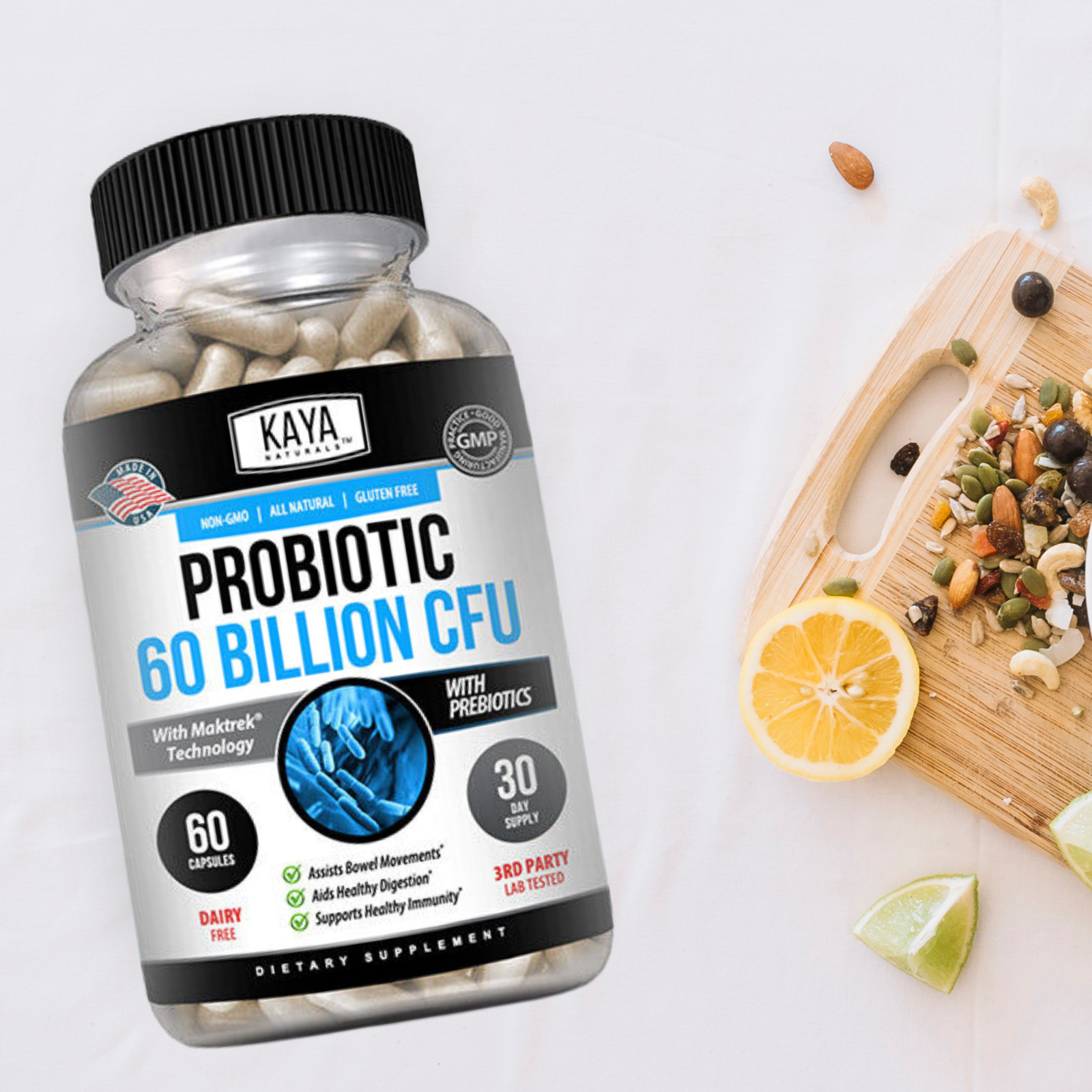 Probiotic 60 Billion with Prebiotics, Immune Function, Healthy Digestion 60 Ct