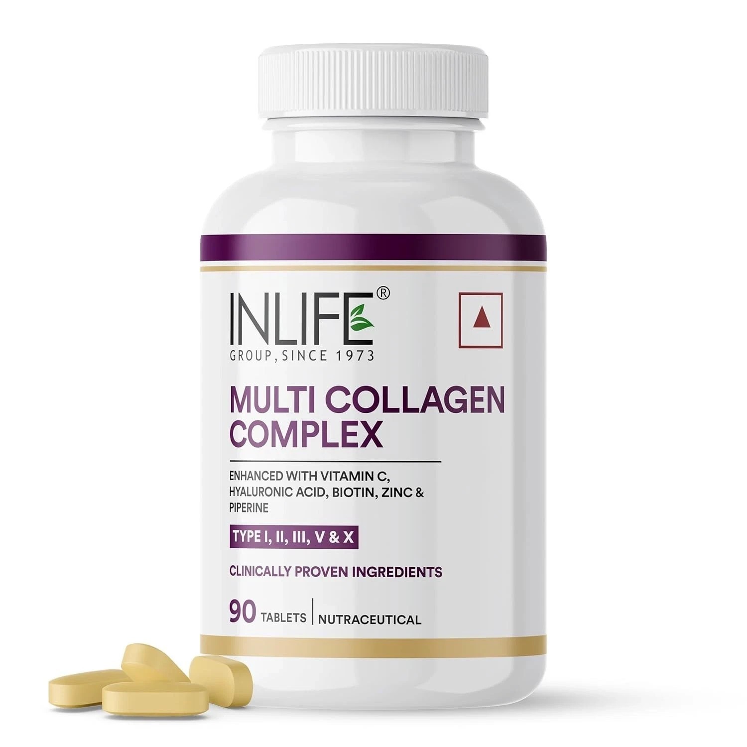 INLIFE Multi Collagen Complex Tablets | 5 Types Peptides – 90 Tab