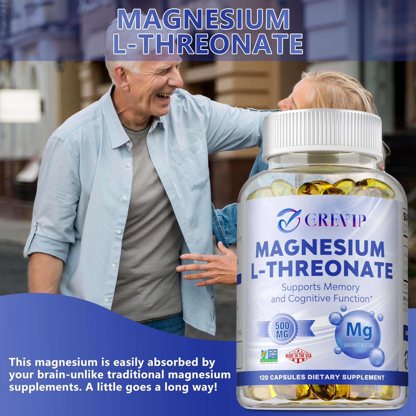 Magnesium L-threonate 500mg – Nootropic Brain Booster, Memory, Relieve Stress