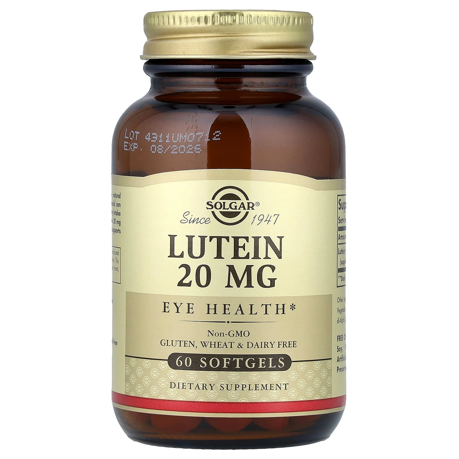 2 X Solgar, Lutein, 20 mg, 60 Softgels