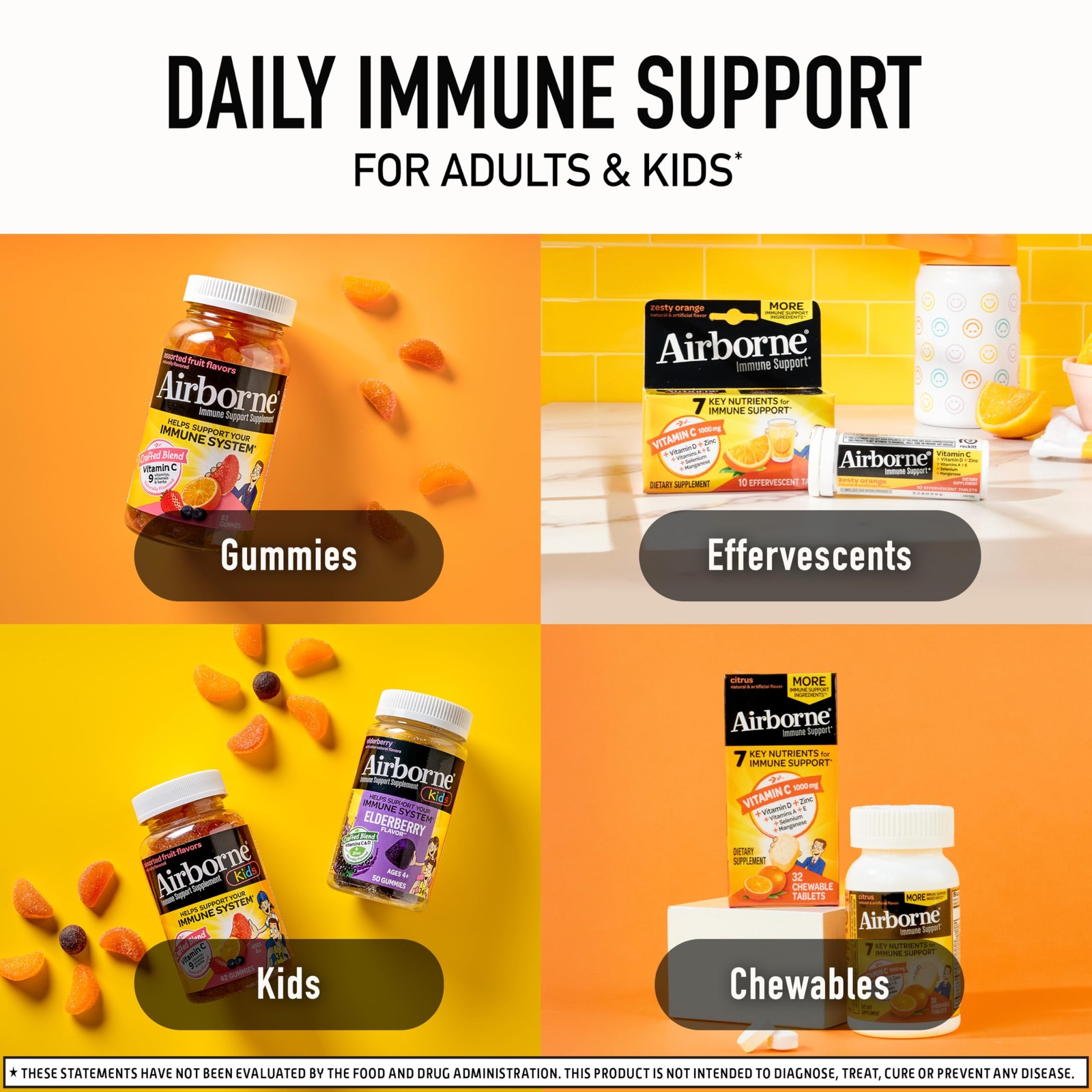 Airborne Immune Essentials 132 Count (Pack of 1), Orchard Fruit Flavor