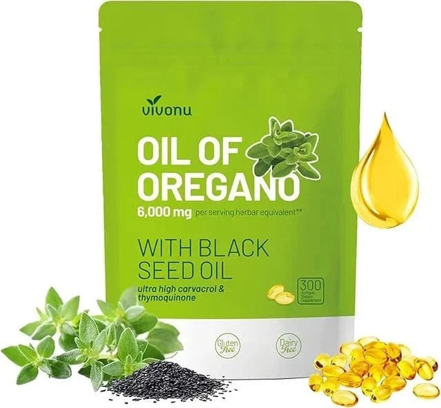 VivoNu Oil of Oregano Capsules | 6000mg Oil of Oregano with Black Seed Oil