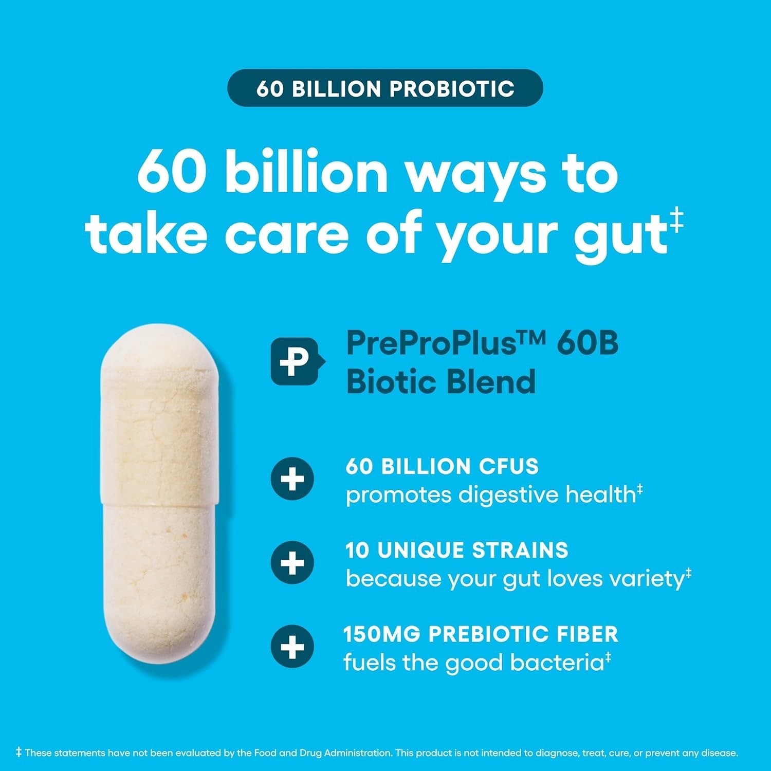 Physician’s CHOICE Probiotics 60 Billion CFU – 10 Strains + Organic Prebiotics –
