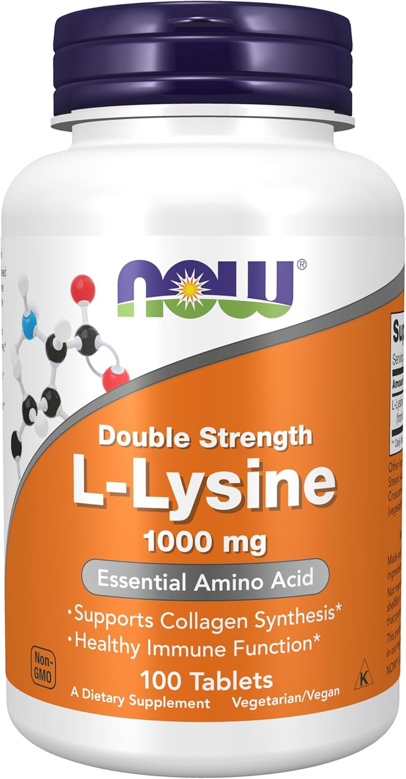 Supplements L-Lysine Hydrochloride 1,000 Mg, Double Strength, Amino Acid, 100Tab