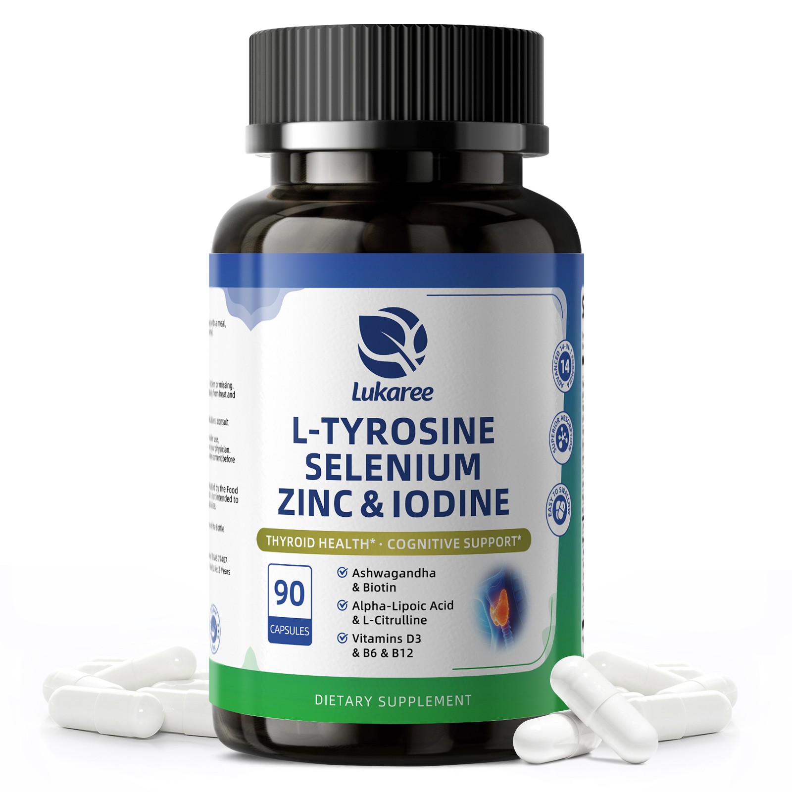 120pcs L-Tyrosine 500mg -Boost Metabolism and Mood, Energy and Immune Support