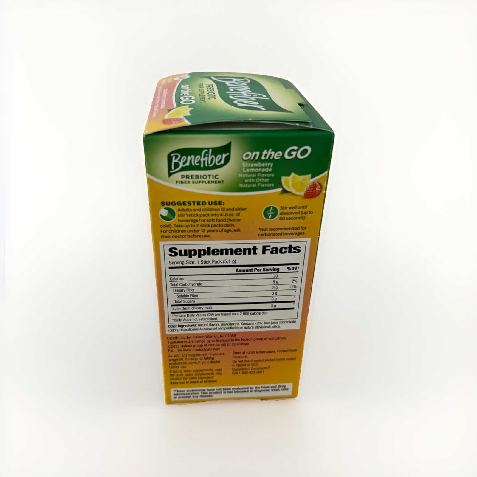 Benefiber On The Go Prebiotic Fiber Supplement Strawberry Lemonade Exp 06/2026
