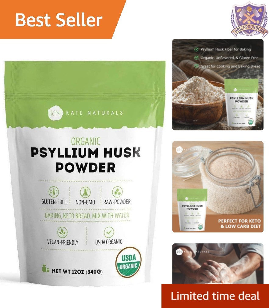 Organic Psyllium Husk Powder 12oz Gluten Free Keto Baking Fiber Digestion
