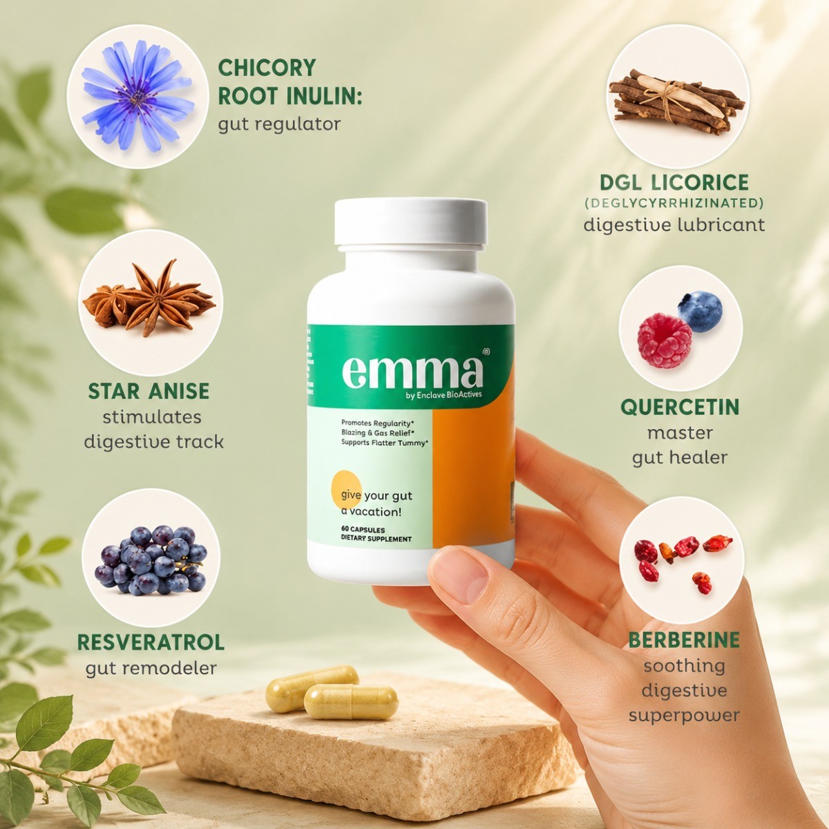 Emma Gut Health Supplement , for Bloating & Gas Relief Supports a Healthier Gut