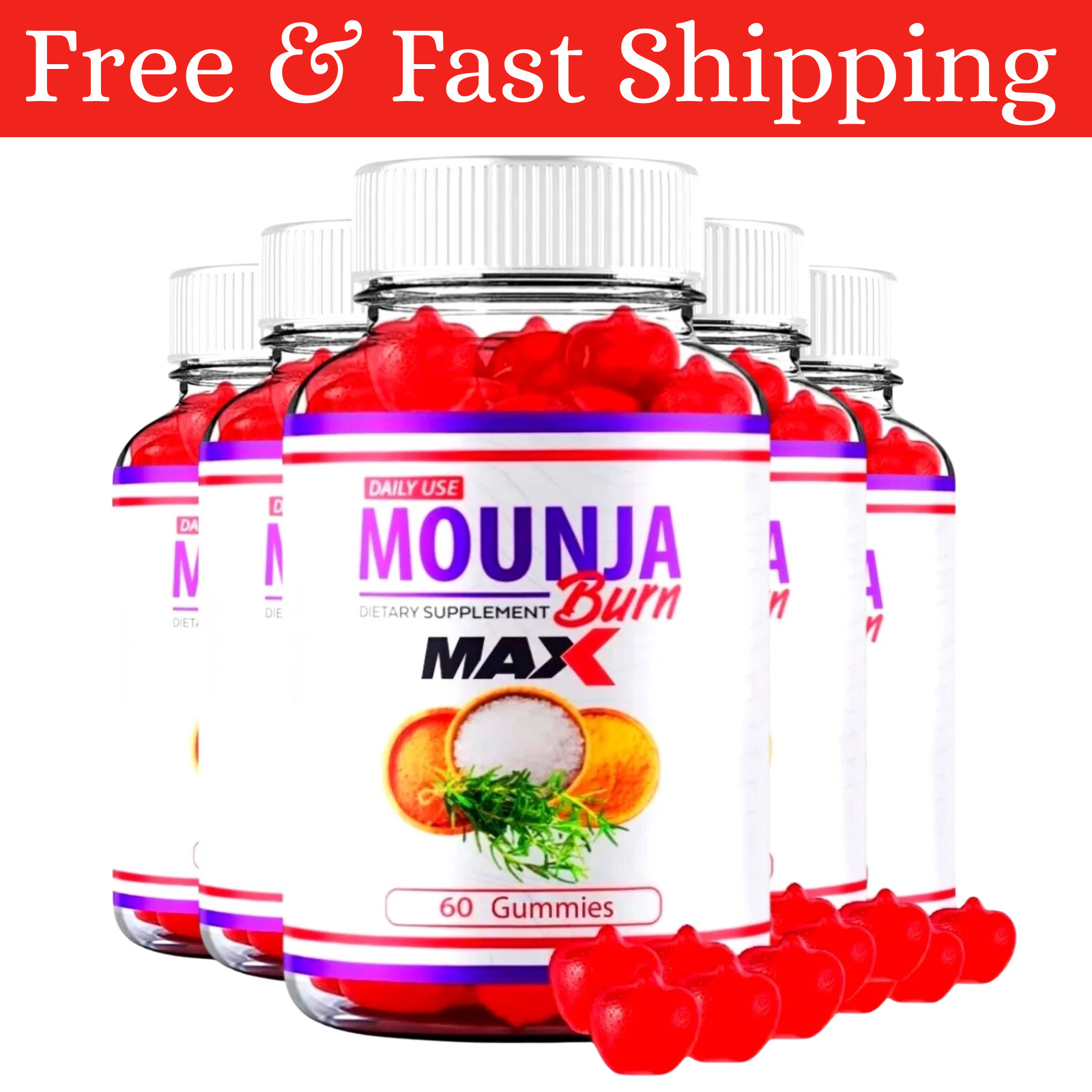 5-Pack Mounja Burn Max Gummies, MounjaBurn Max Weight Loss Gummies – 300 Gummies