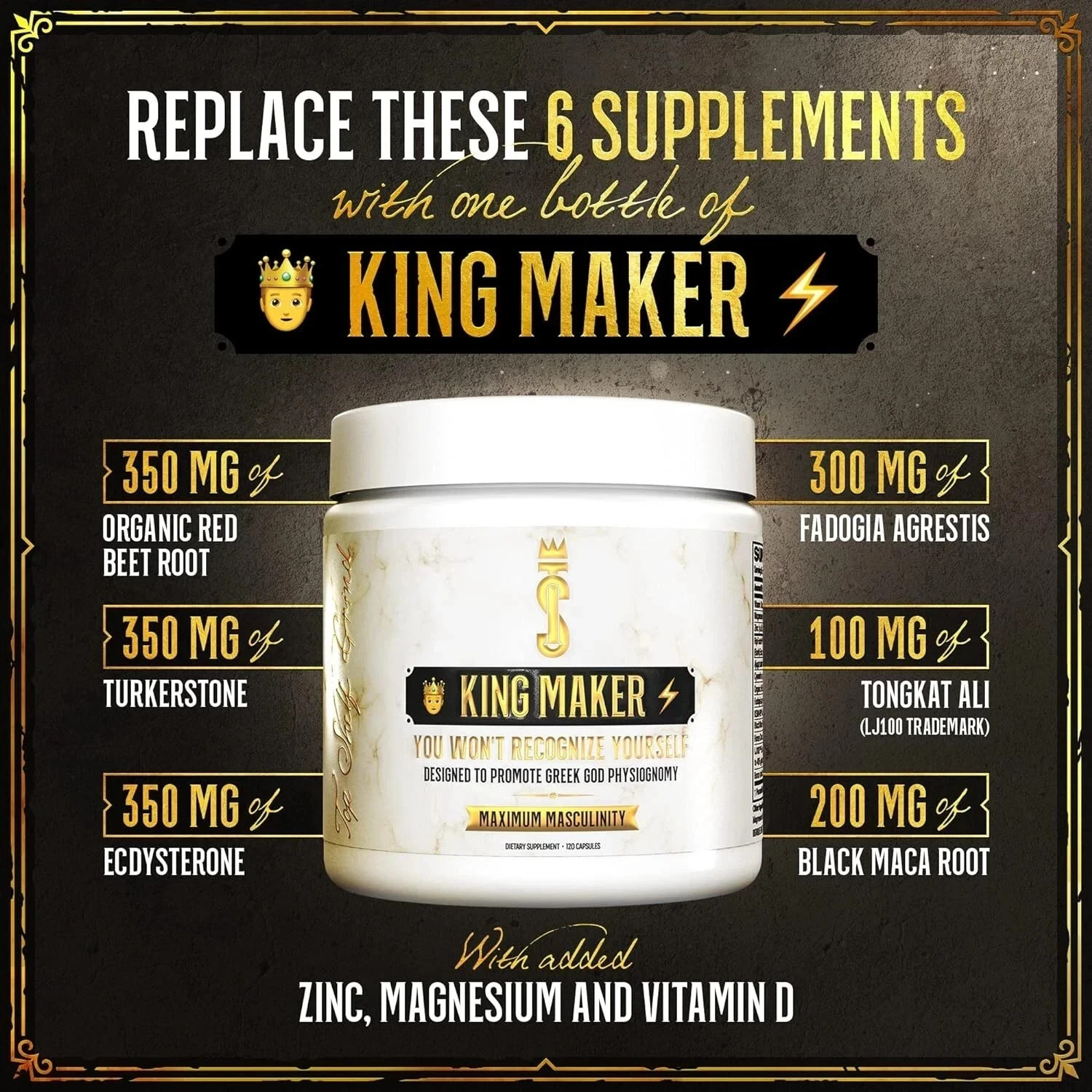 Top Shelf Grind King Maker,13-in-1Anabolic Supplement for Men to Increase Stamna