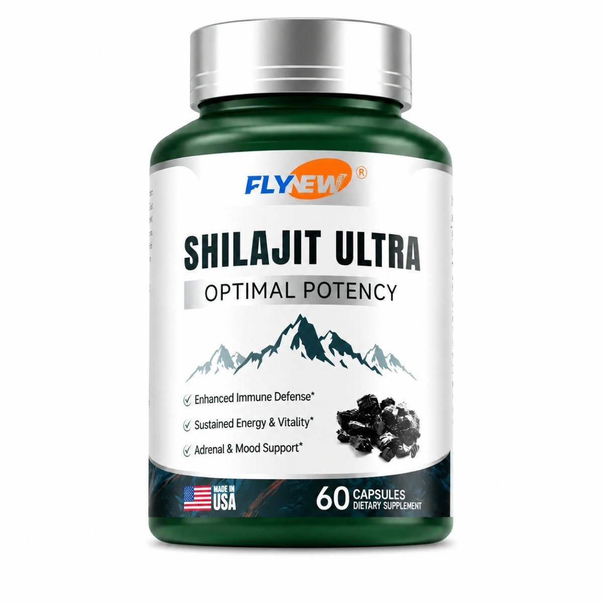 Flynew Shilajit Ultra, 60ct, Energy, Immune & Mood Support