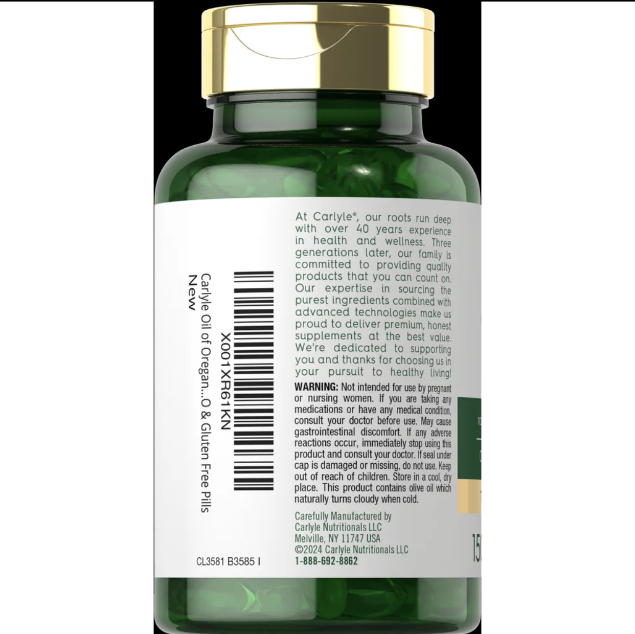 Carlyle Oregano Oil 400mg Supplement, 150 Softgels, Rich in Carvacrol, Non-GMO &