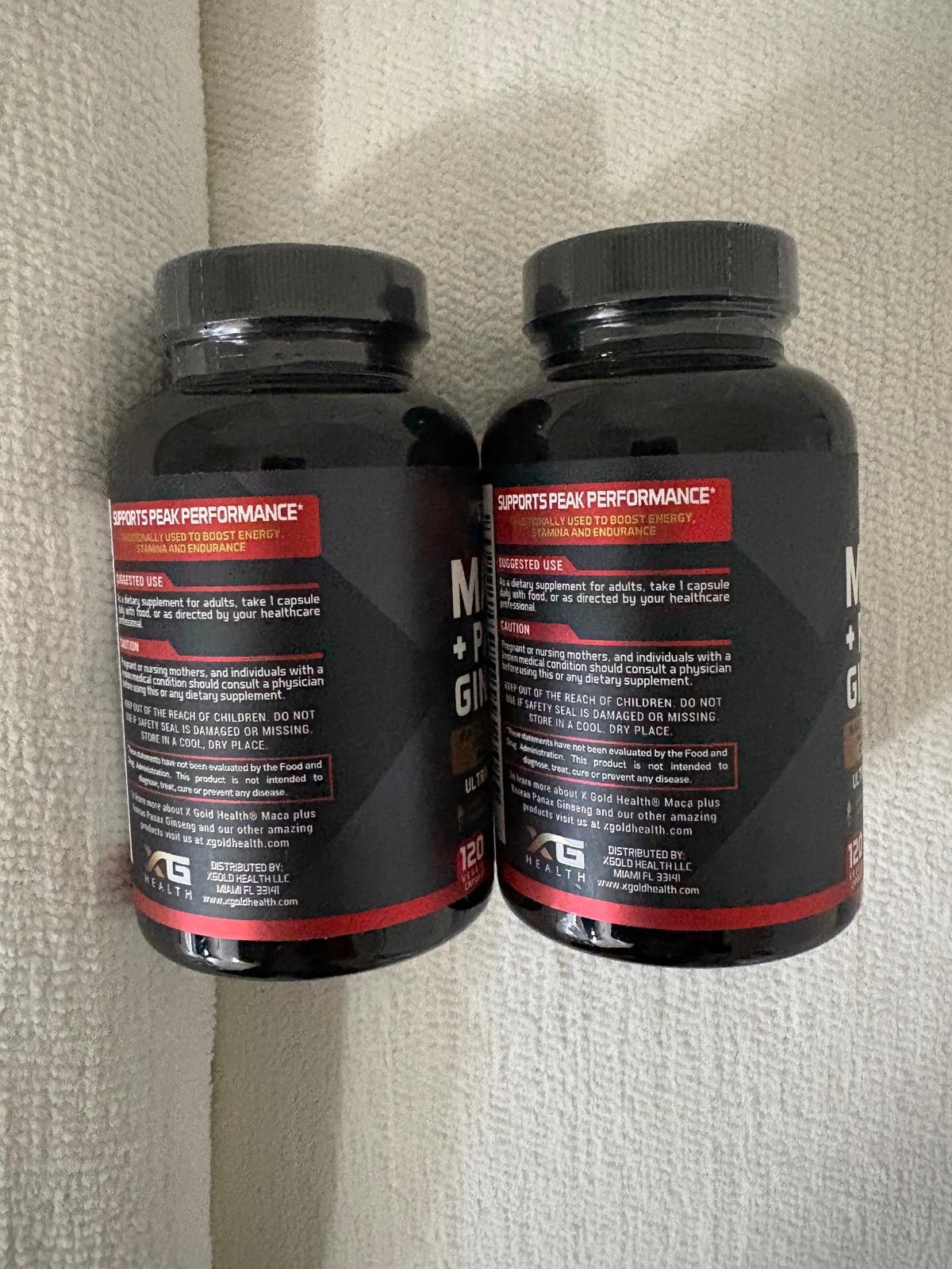 2 UNITS GOLD HEALTH MACA PANAX GINSENG-ULTRA CONCENTRADED-120 CAPSULES.