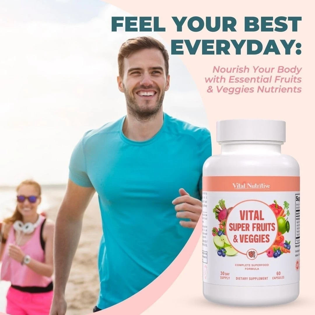 3x Vital Super Fruits & Veggies – Daily Superfood Capsules for Adults – Fruit
