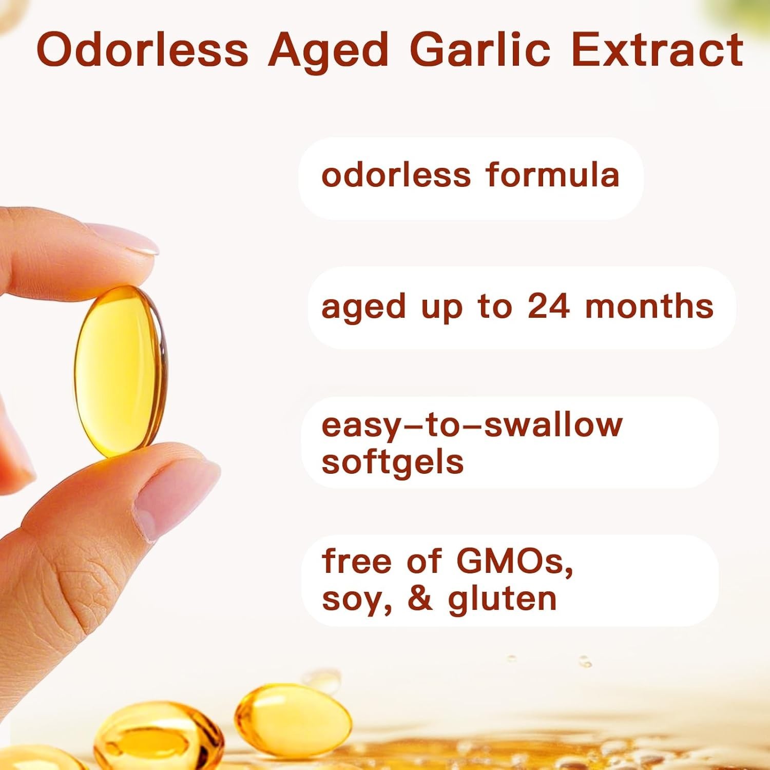 Odorless Garlic 7500mg Per Servings, 300 Softgels | 2 Years Aged Garlic Extra…