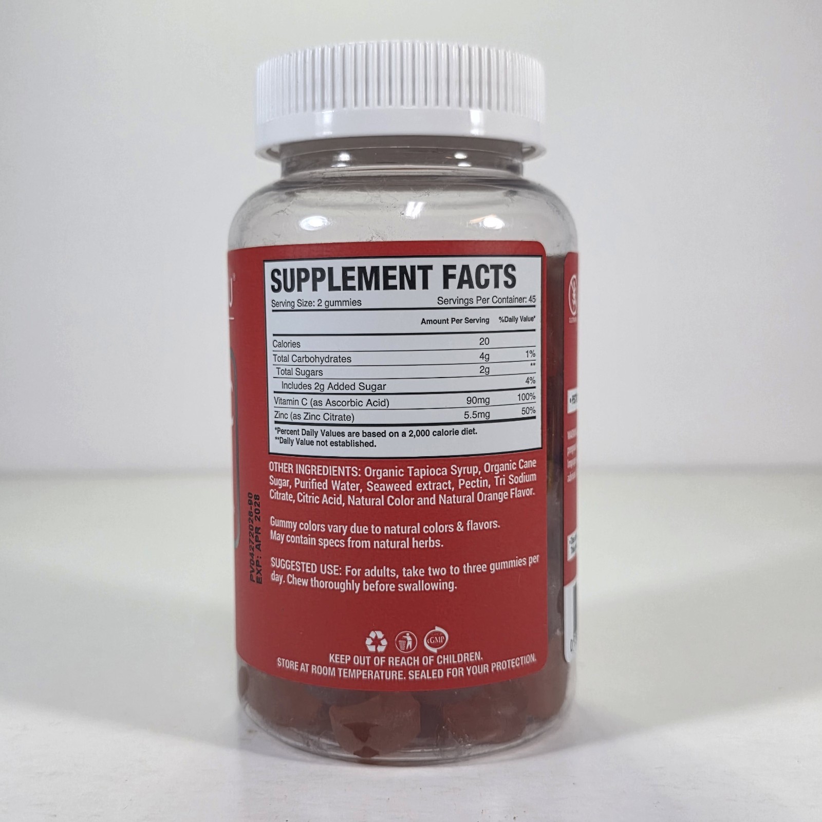Be Happy Be You Vitamin C + Zinc Immune Support 90 Orange Gummies EXP 04/2028