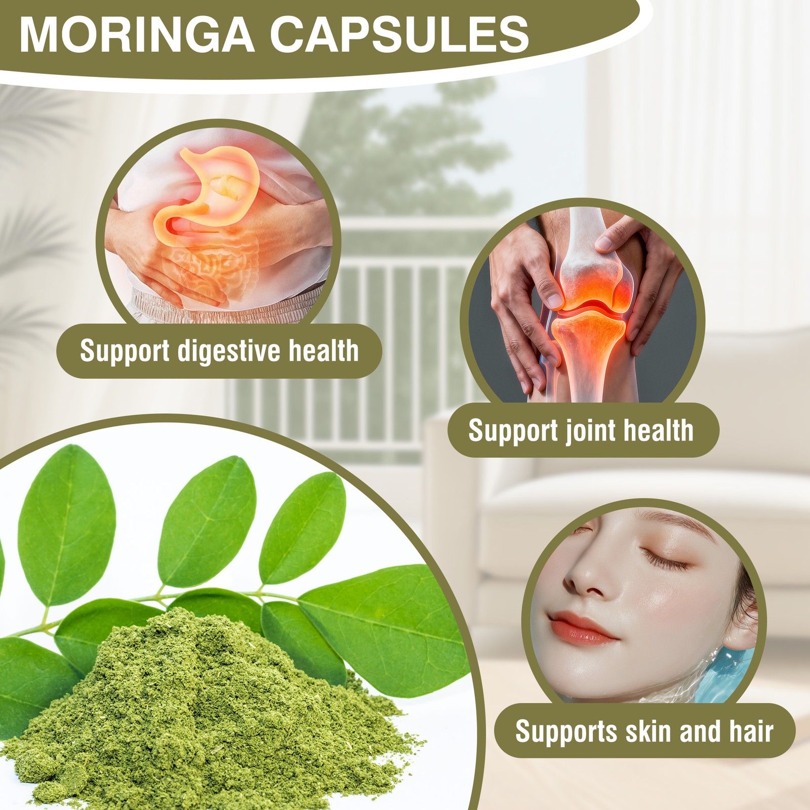 Moringa 120pcs – Supports Immunity, Healthy Skin, Joints, Hair, Metabolism