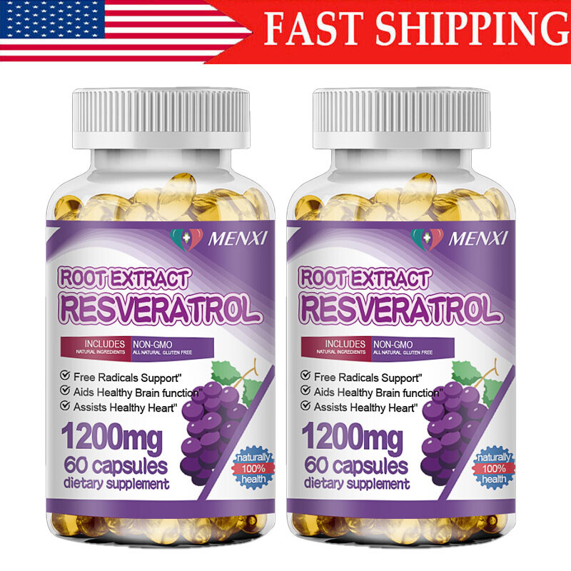 Resveratrol Maximum Strength Natural (2×60 CAPSULES) Anti – Aging Antioxidant US
