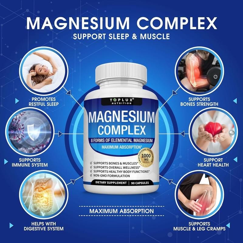 1000mg Magnesium Complex 8 Chelated Types – Muscle & Bone Support, 90C