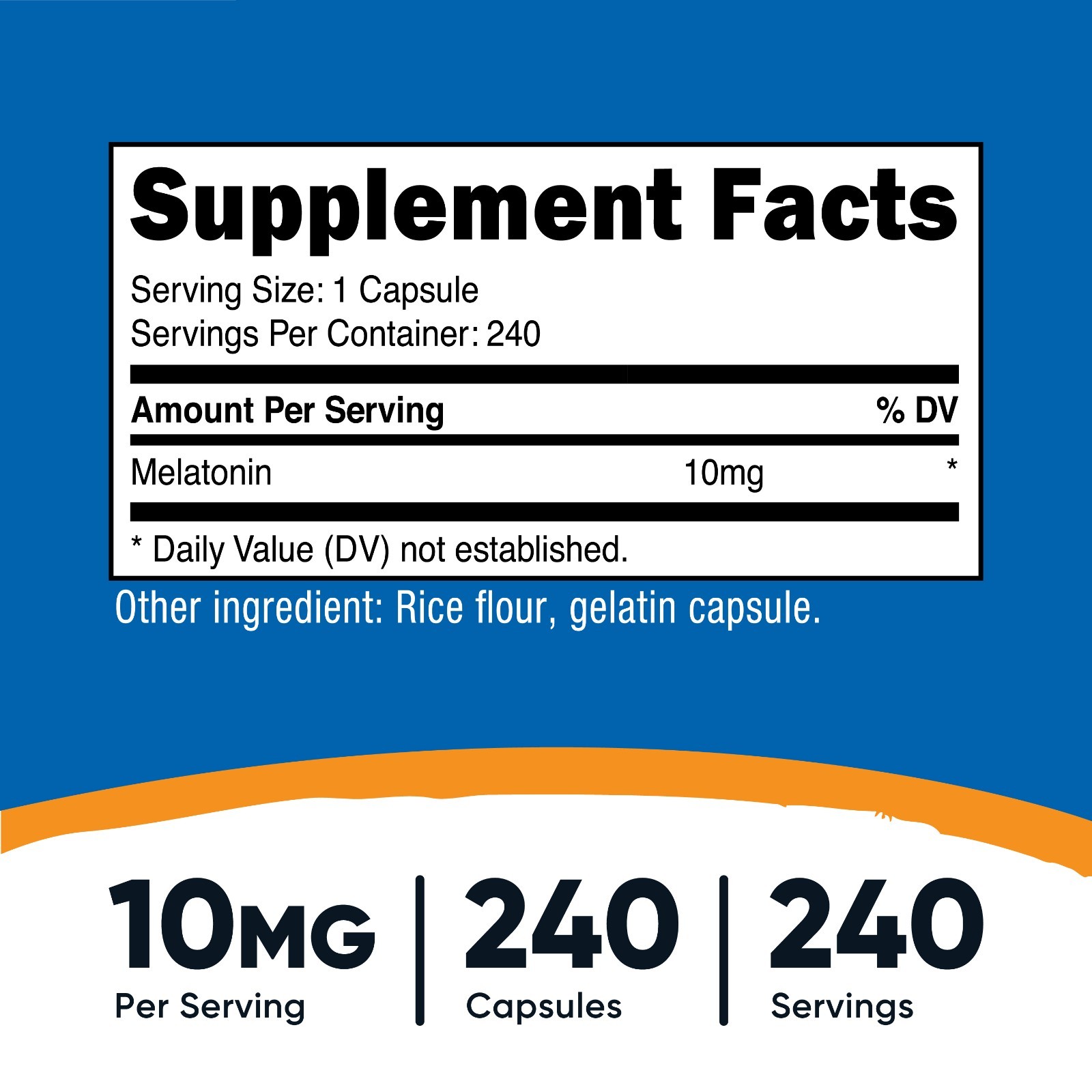 Nutricost Melatonin 10mg, 240 Capsules – 10mg Per Serving, Non-GMO, Gluten Free