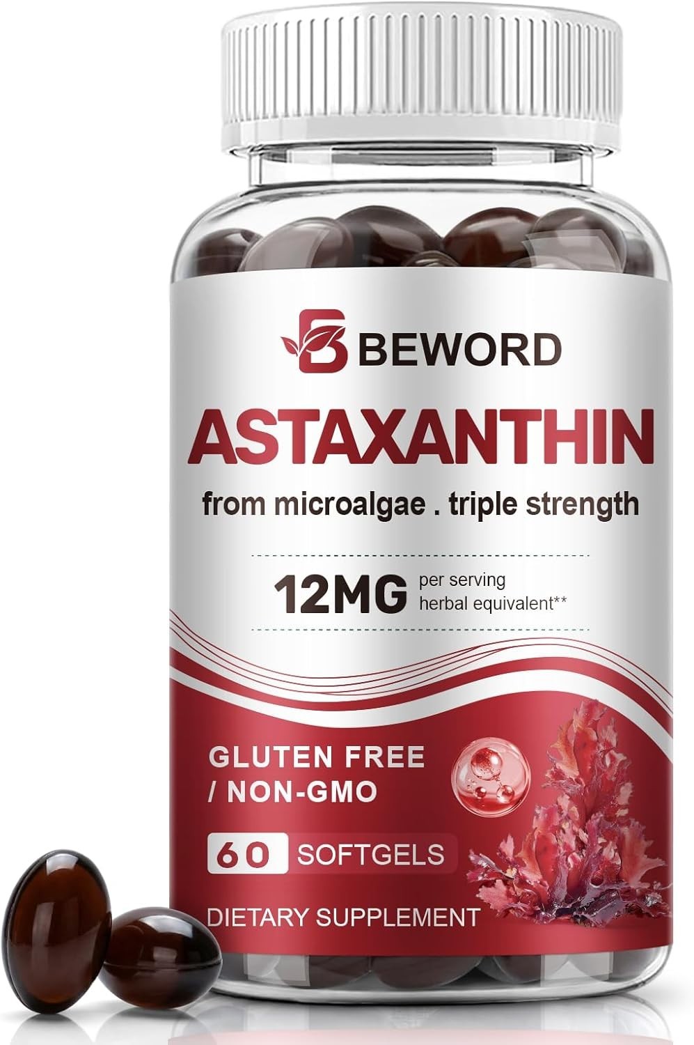 Astaxanthin 12mg & MCT Oil – Daily Antioxidant, 60 Softgels for Wellness