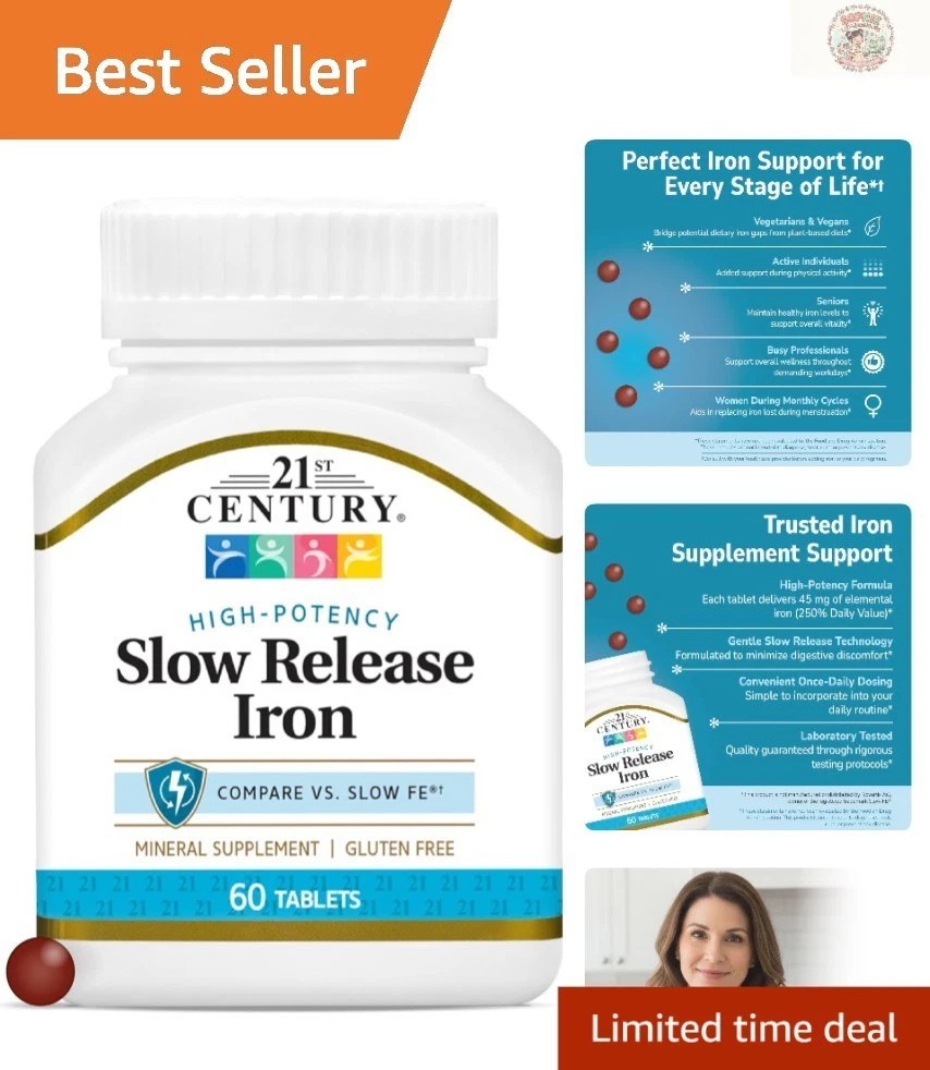 60 Count Slow Release Iron Tablets – High Potency for Gentle Wellness Support