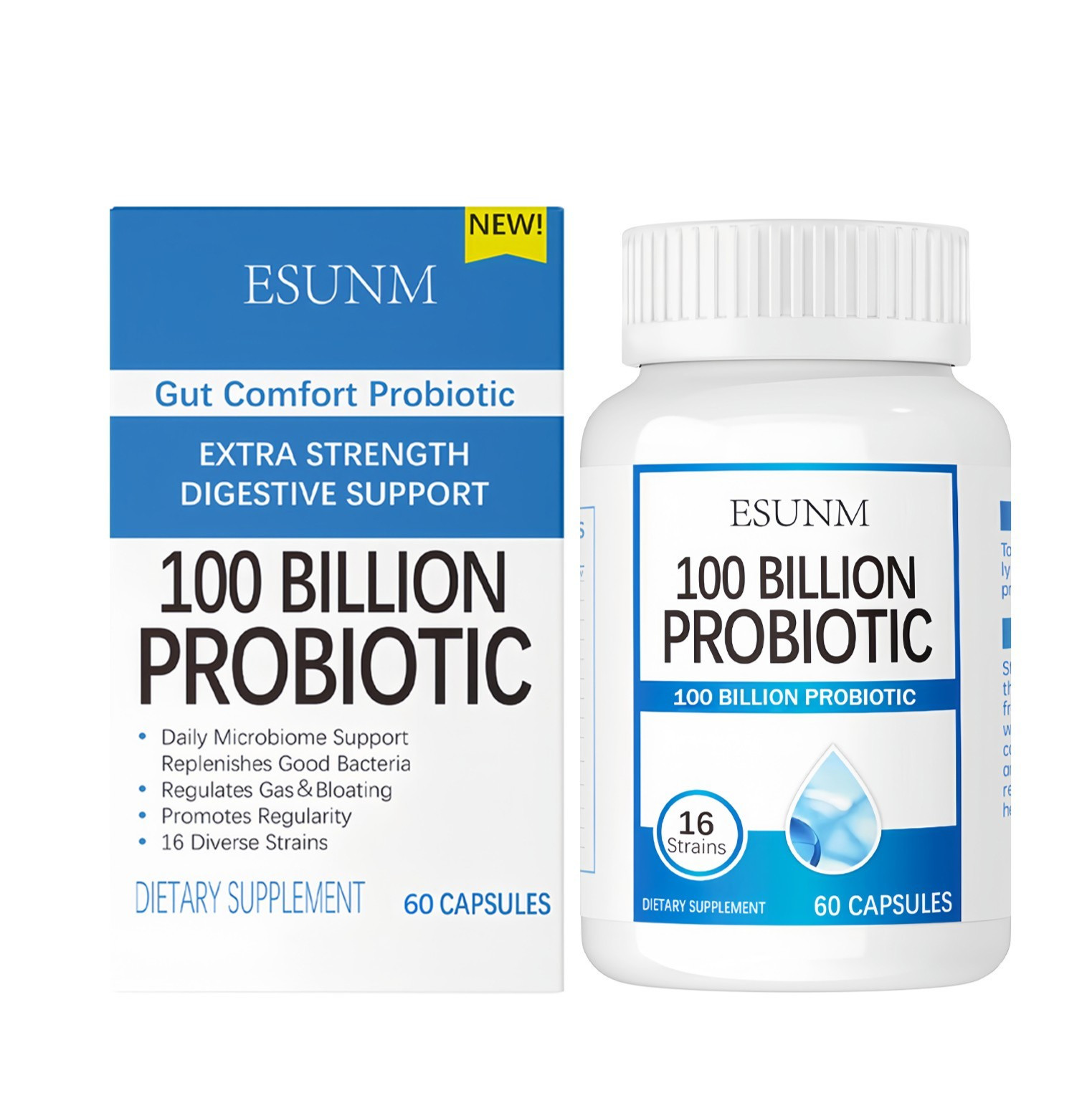 ESUNM 100 Billion Probiotics – With 16 Strains Digestive & Gut Health Supplement