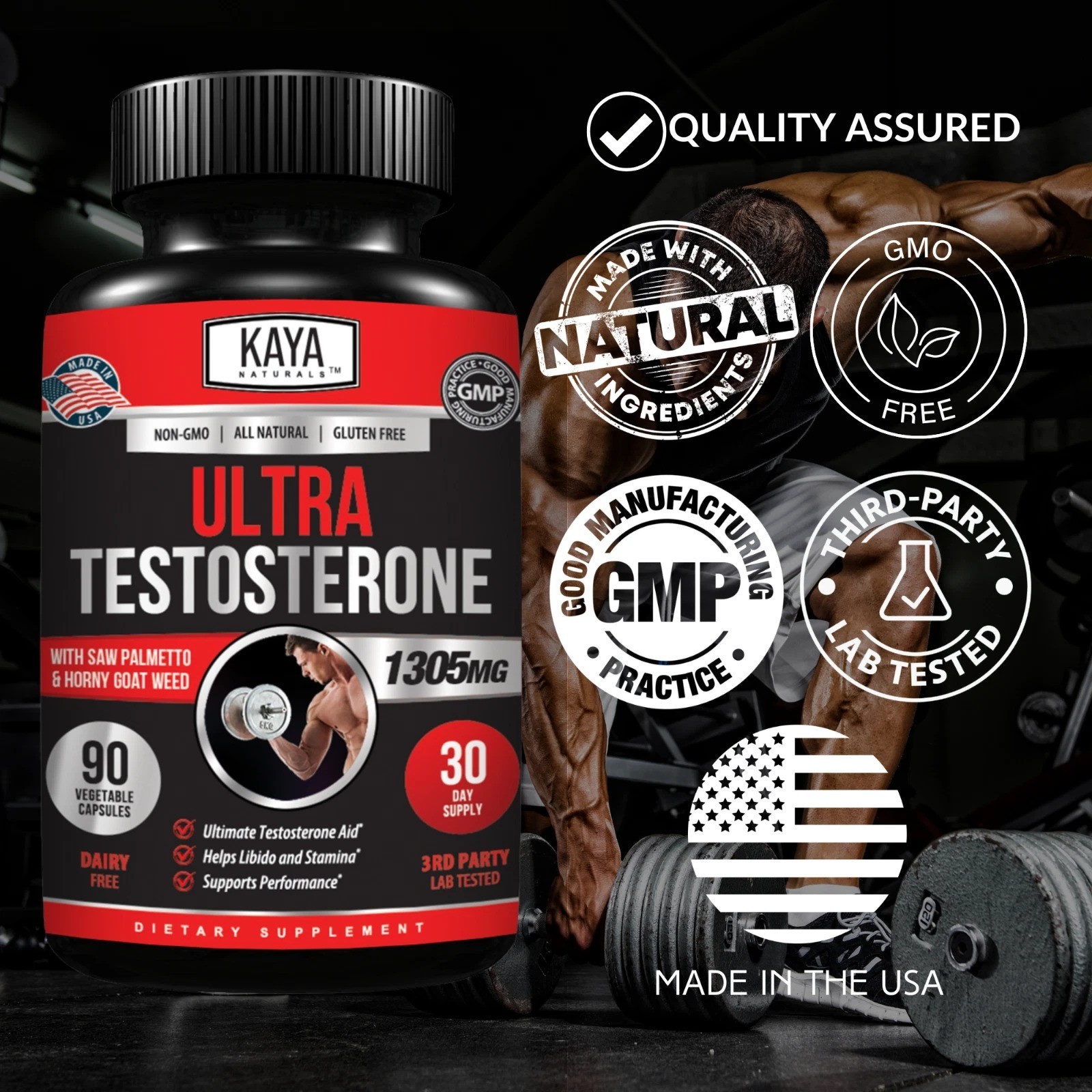 Natural Testosterone Booster 90ct Increase Energy Improve Muscle Strength Growth