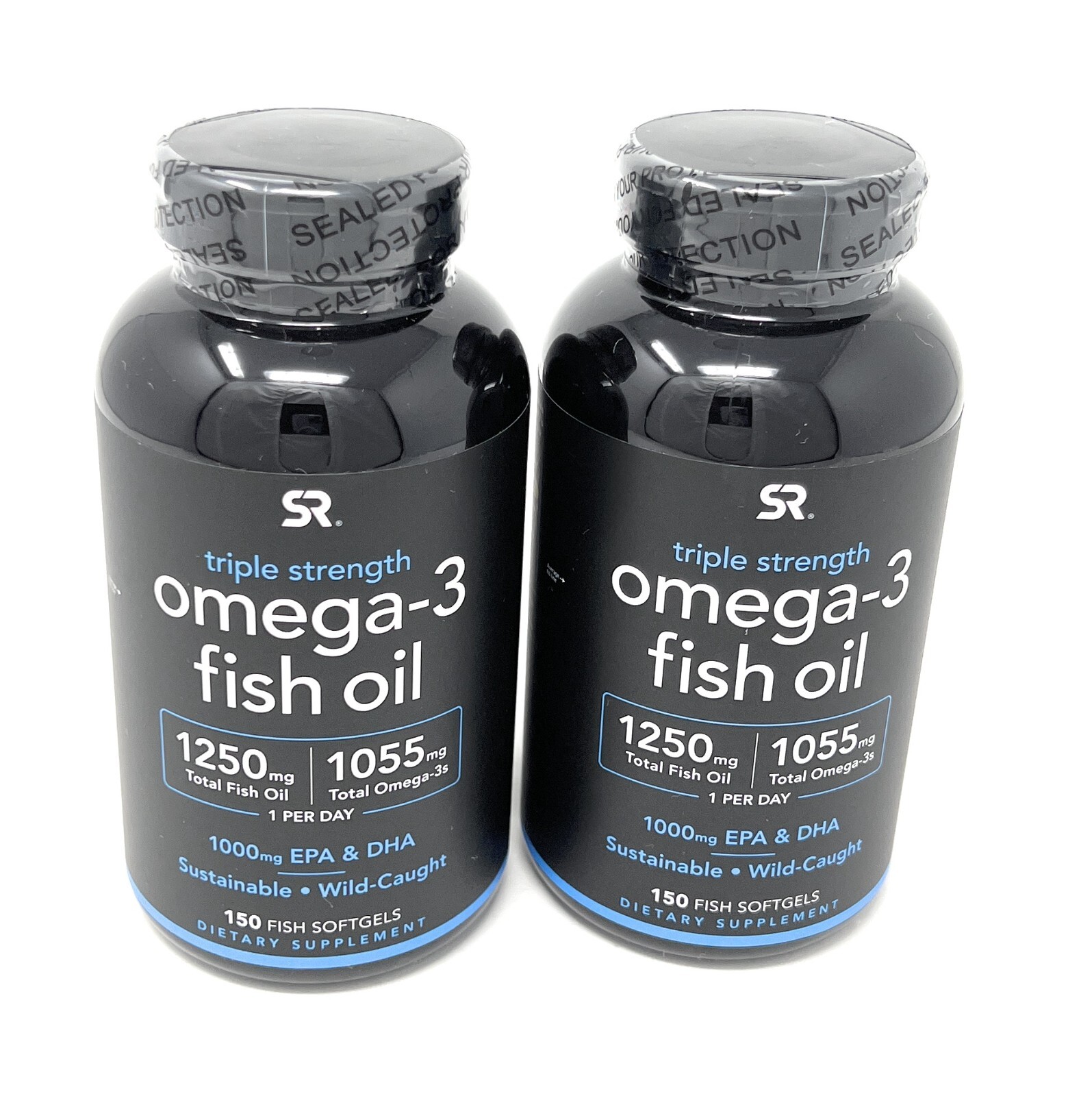 2 Pack Sports Research, Omega-3 Fish Oil, Triple Strength, 150 Softgels 01/2027