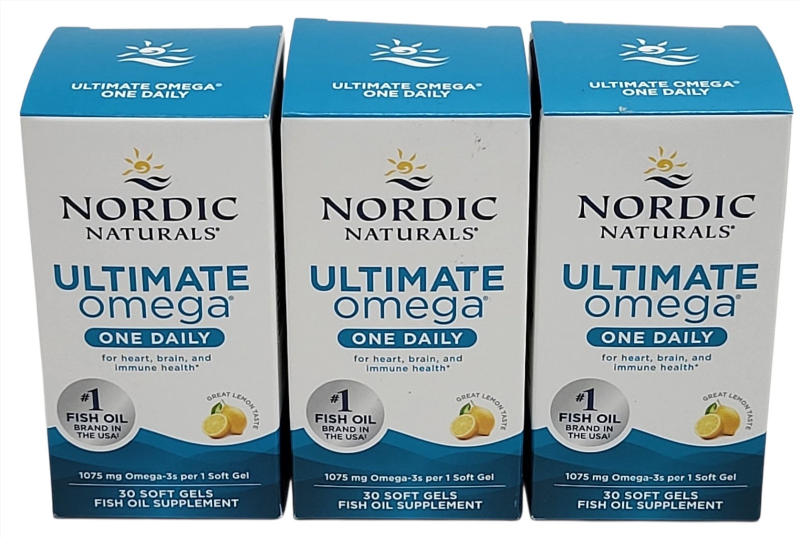 3 BOXES 30 Softgels Nordic Naturals Ultimate Omega Lemon Flavor 1075mg Exp 2028
