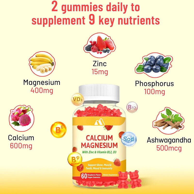 Calcium Gummies Male and Female Calcium Supplements 60 Gummies