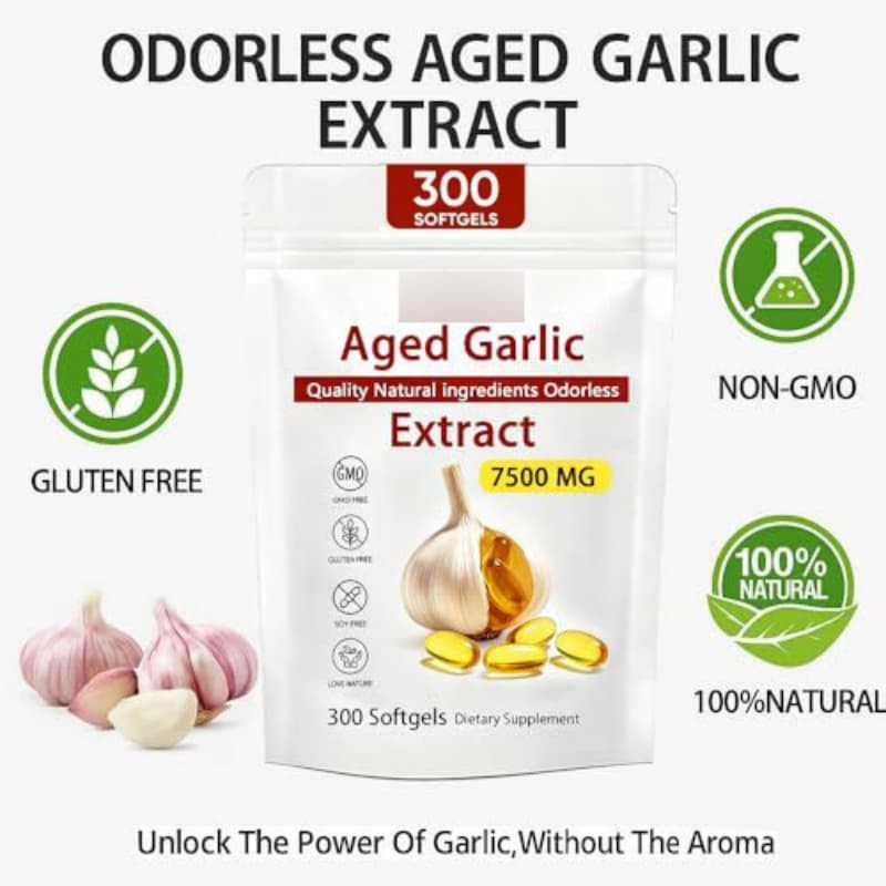 Odorless | Heart & Immune set 1 300 Softgels, Aged Garlic Extract, Elare 7500mg