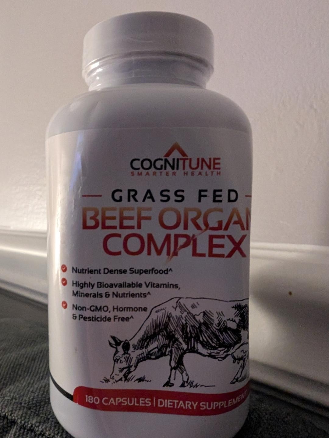 Cognitune GrassFed Beef Organ Complex Dietary Supplement, 180 caps. BB 01/2026