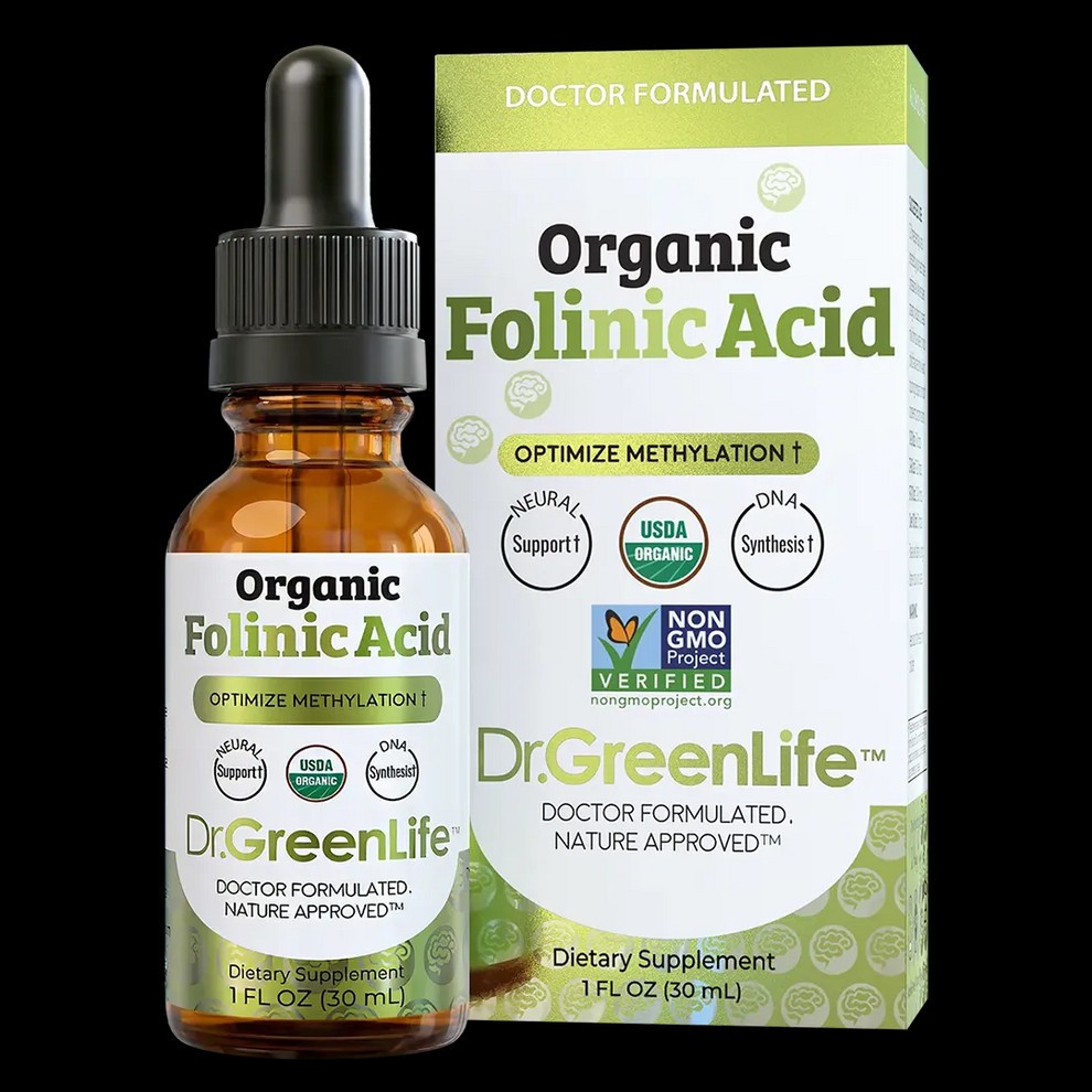 Dr GreenLife USDA Organic Folinic Acid – MTHFR-Friendly Folate 1 FL Oz / 30ml