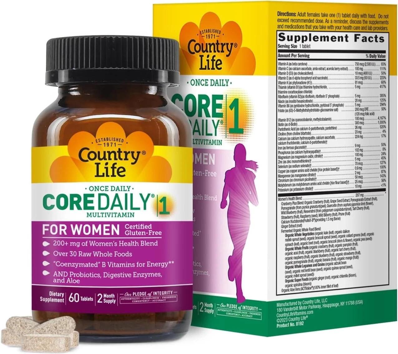 Country Life Women’s Core 1 Daily Multivitamin Iron Cranberry 60 Tablets 07/27