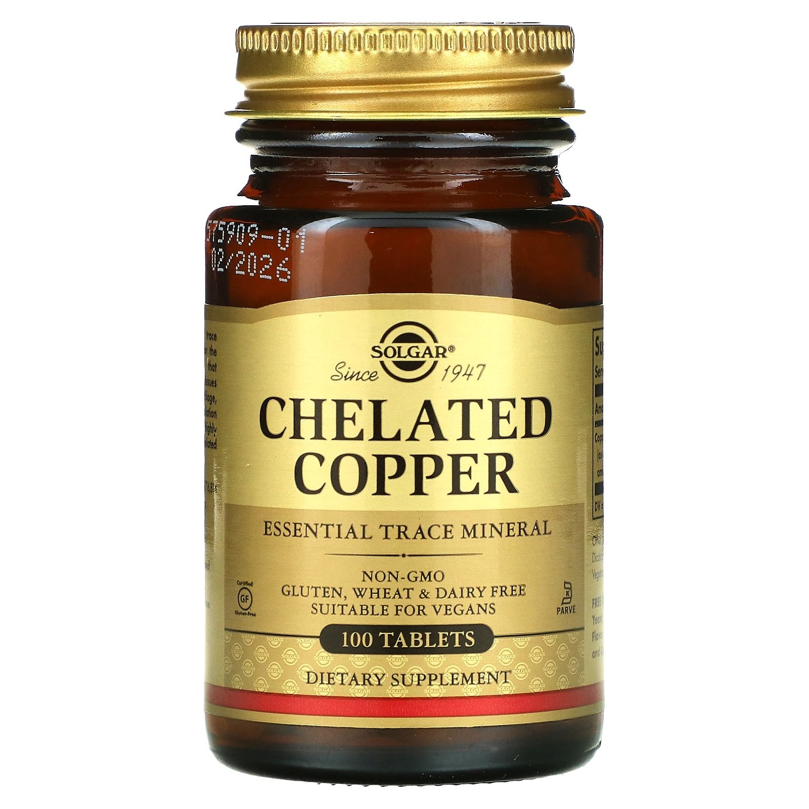 Chelated Copper, 100 Tablets (2.5 mg per Tablet)