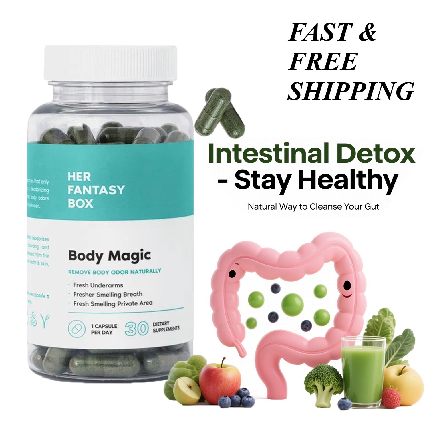 2 BOTTLES—NEW LUXRY Her Fantasy Box | Body Magic Chlorophyll – 30 Capsules