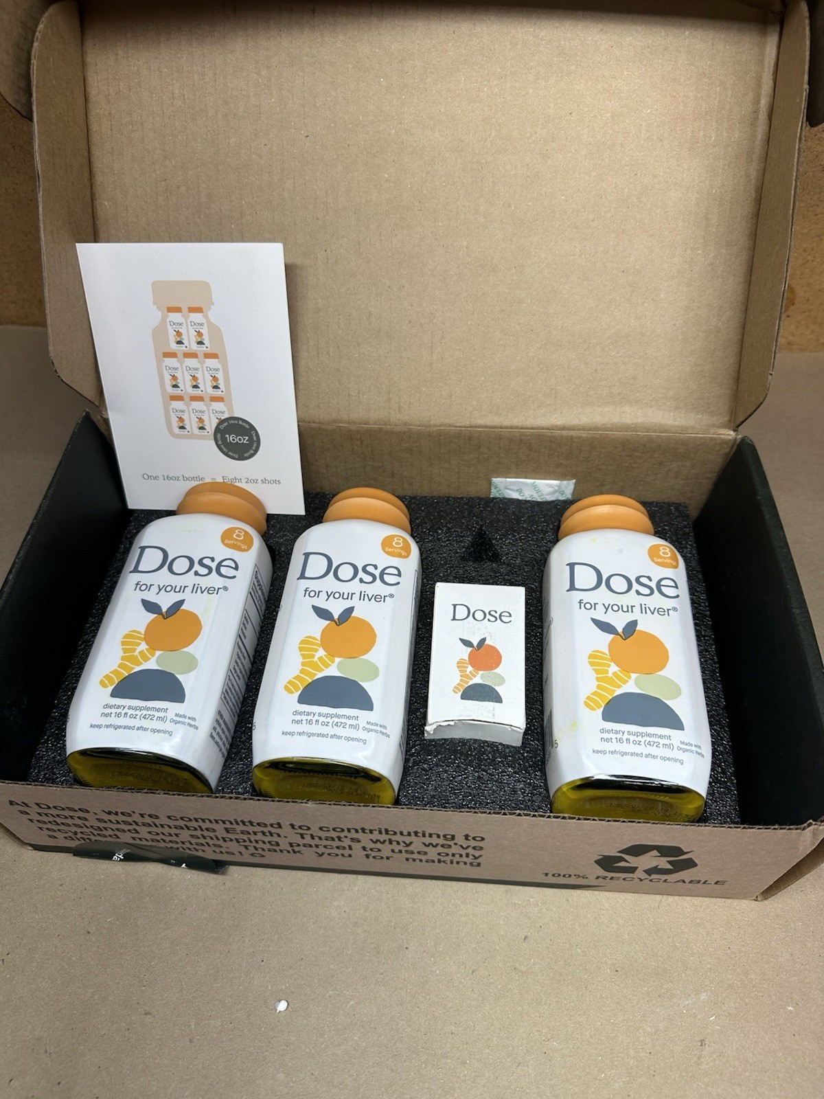 DOSE for Your Liver 3 Pack 16oz Bottles New Sealed Bottles Open/Damaged Box