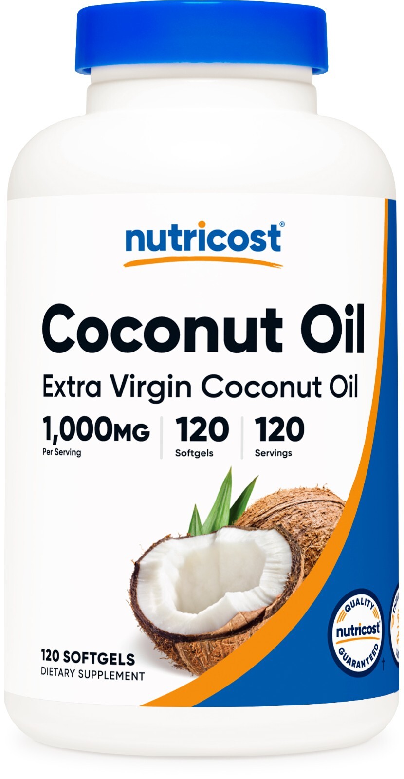 Nutricost Coconut Oil Capsules (1000mg) 120 Softgels – Gluten Free and Non-GMO