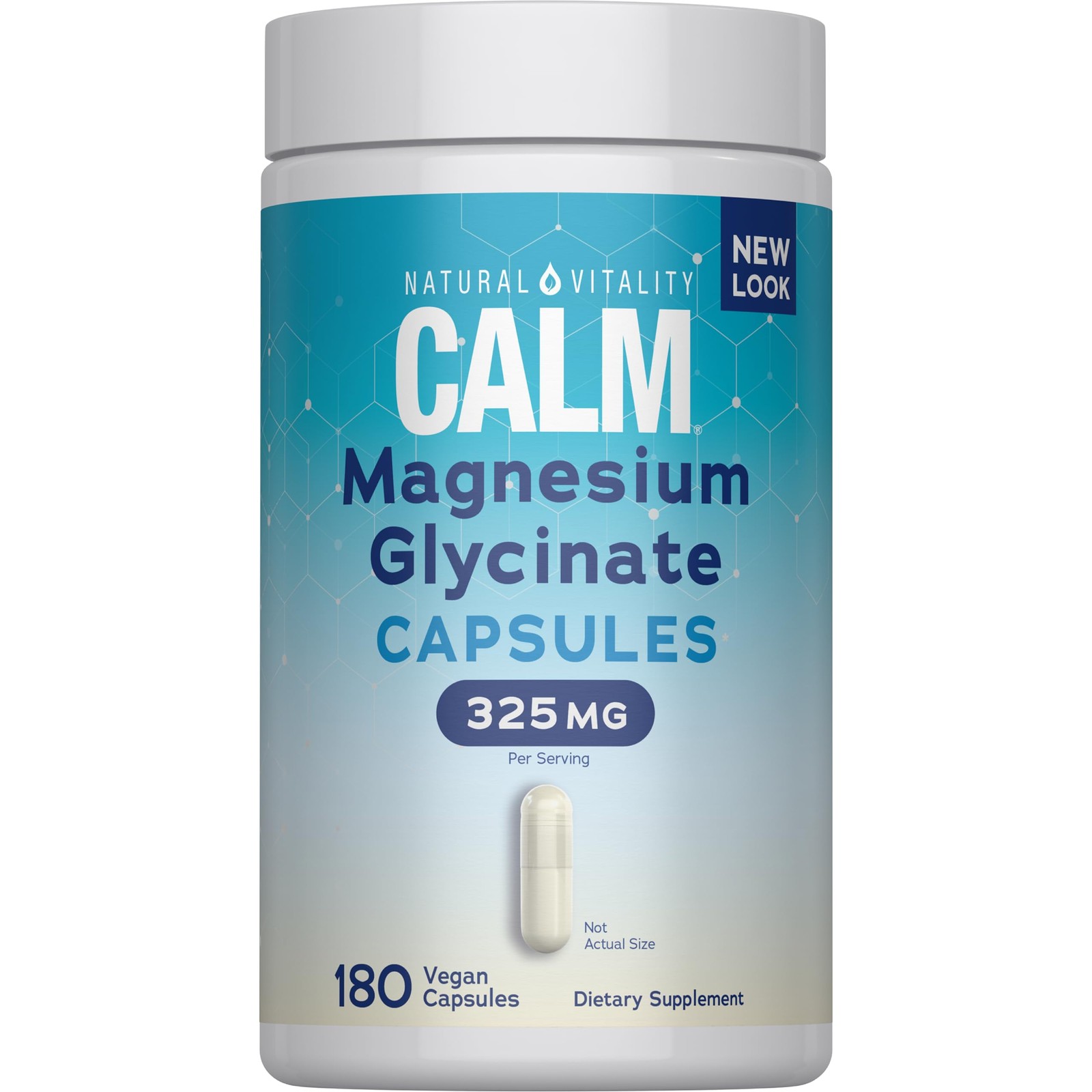 Natural Vitality Calm, Magnesium Glycinate 180 Count (Pack of 1), Capsules
