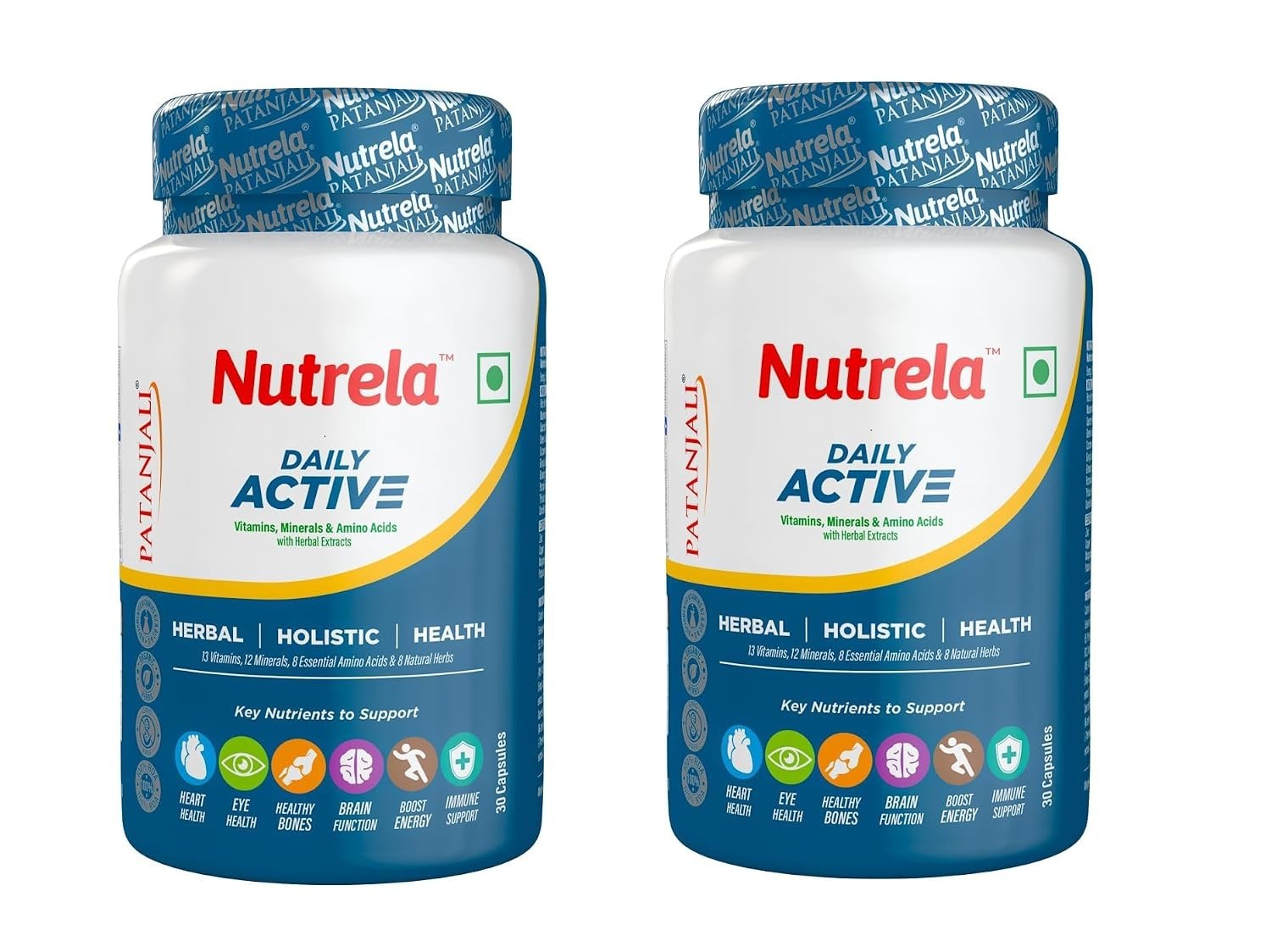 2 x Patanjali Nutrela Daily Active Multivitamin With Mineral & Herbal, 60 Caps